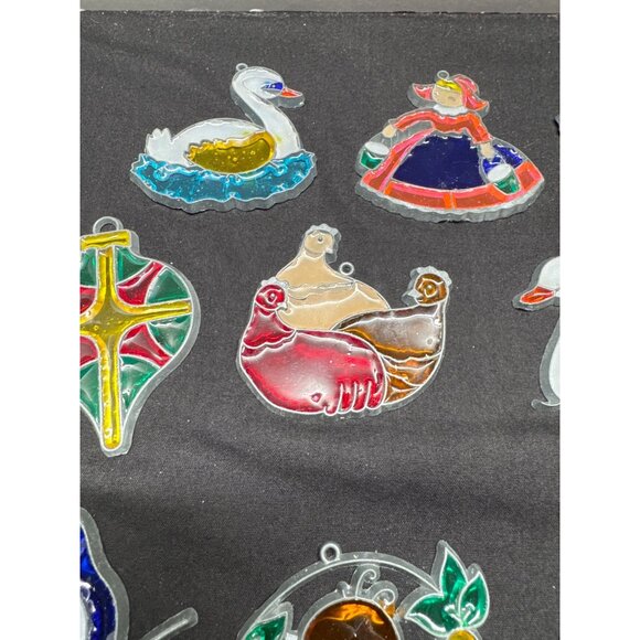 Set Of 21 Stained Glass-Style Christmas Ornaments With Holiday Figures & Shapes - Picture 7 of 9